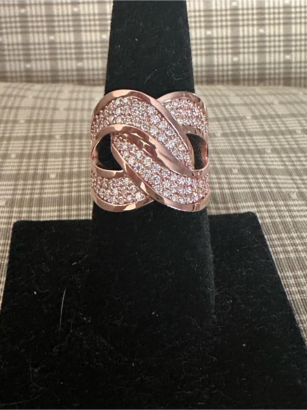 Rose Gold Pave Interlaced Statement Ring